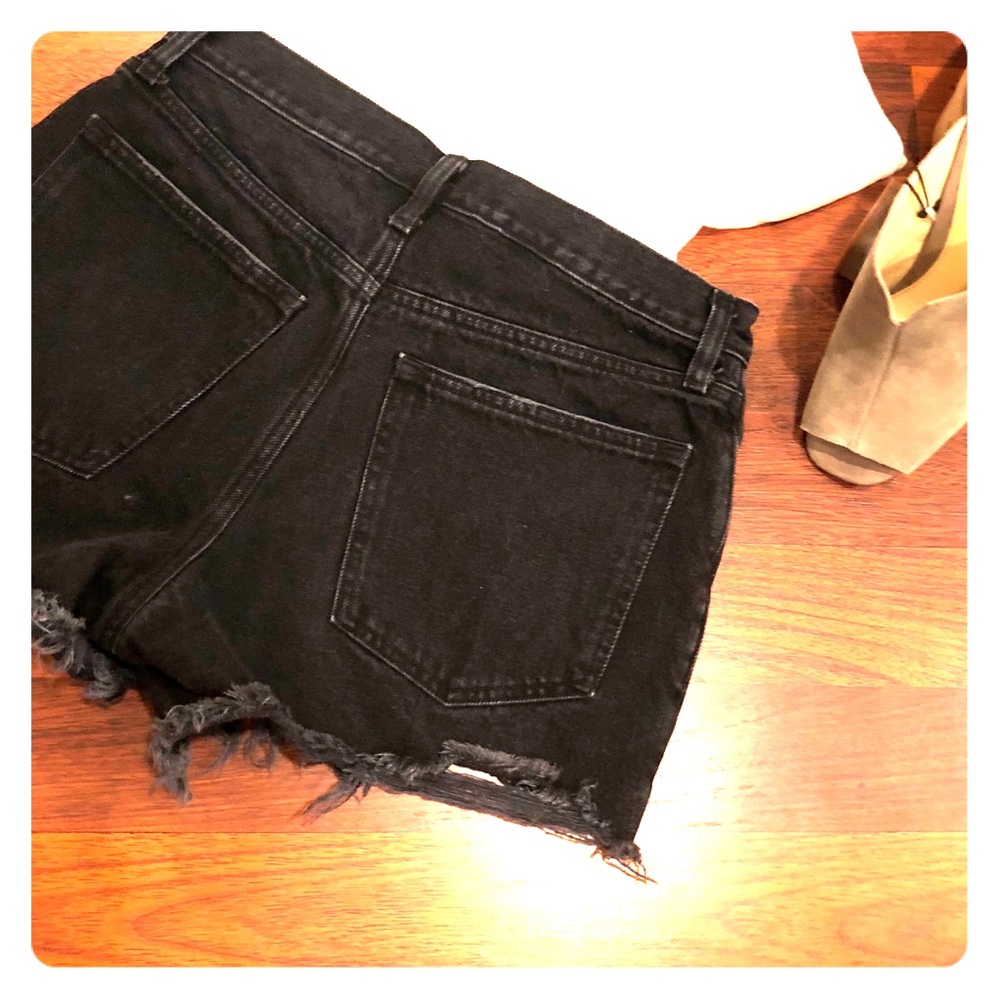 Black distressed shorts